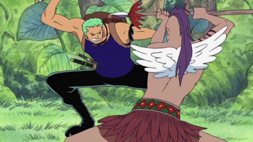 Fierce Mid-Air Battle! Pirate Zoro vs. Warrior Braham!
